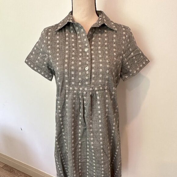 Max Studio XS Shift Dress Grey Patterned V Neck Collared Button NWOT - Picture 10 of 10